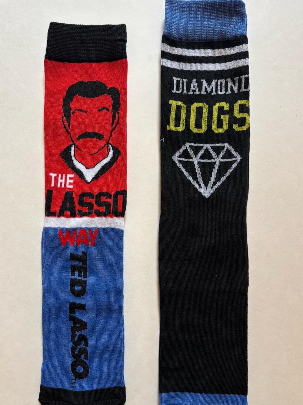 Ted Lasso Men's Crew Socks - Red & Blue Graphic